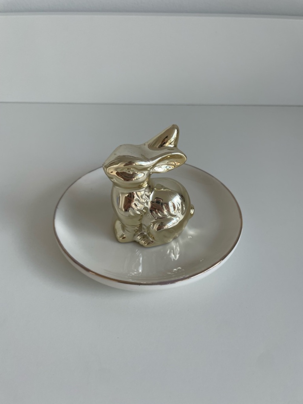 Martha Stewart Gold Ceramic Bunny Ring Dish